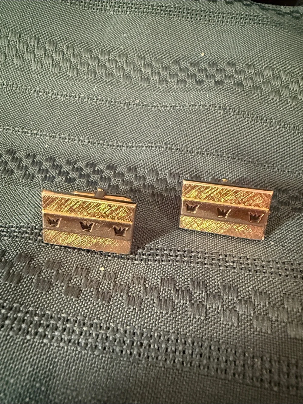 SWANK Gold-Tone Rectangular Cufflinks with Crown Motif